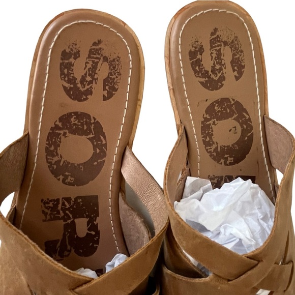 Sorel Ella slide leather sandals 10 camel - Picture 8 of 11